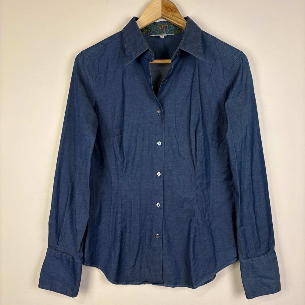 Robert Talbott Blue Chambray Button Down Shirt Of… - image 1